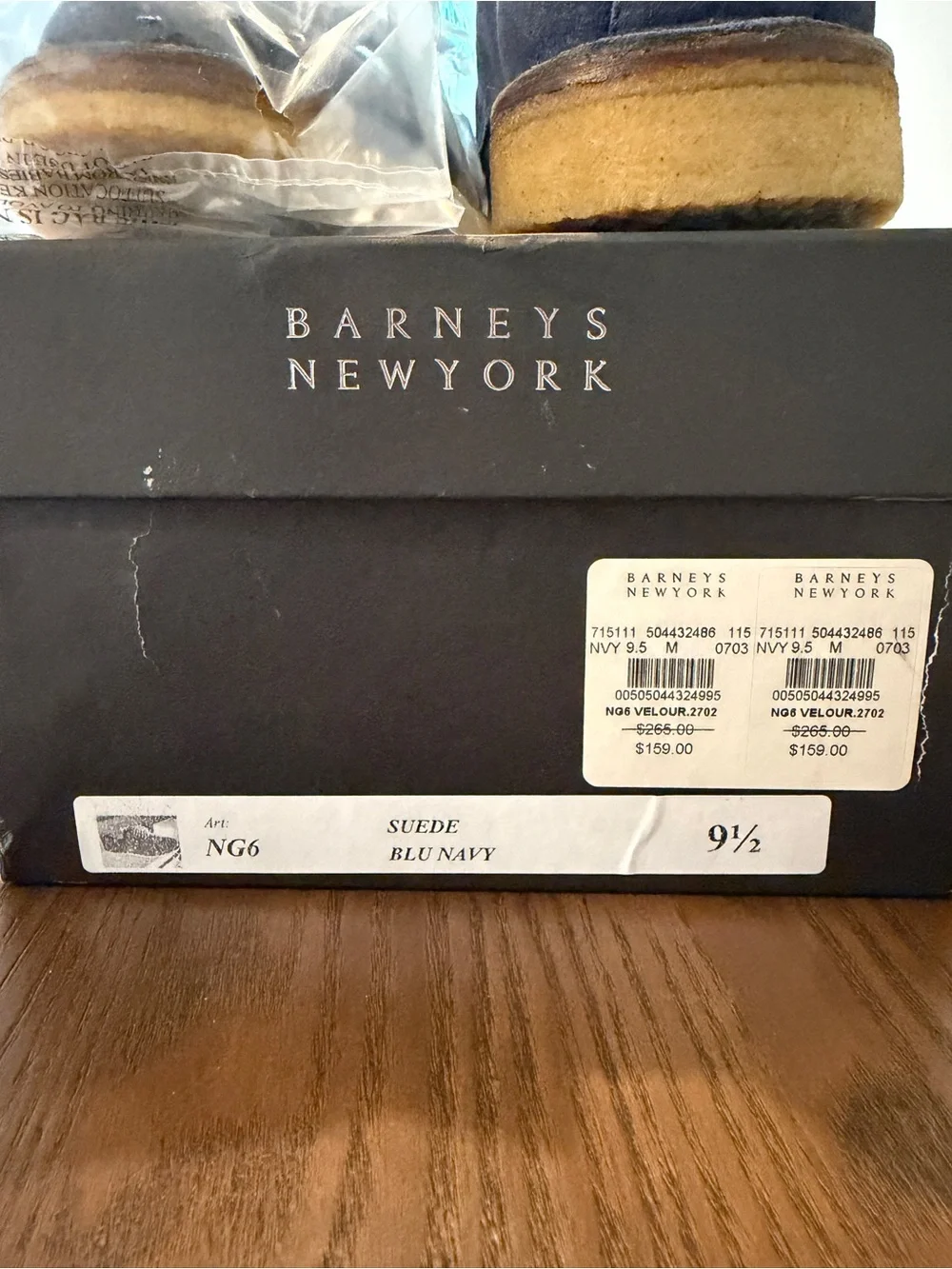 Barneys New York Navy Suede Chukka Boots with Crepe Sole